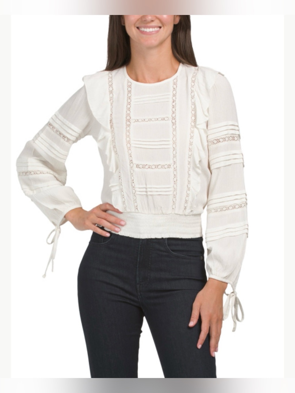 B.O.G. Collective Long Sleeve Ruffle Detail Top NWT